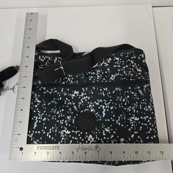 NWT Kipling Crossbody Bag‎ Black Multi Color Dot Print Adjustable Strap Monkey - Picture 5 of 5